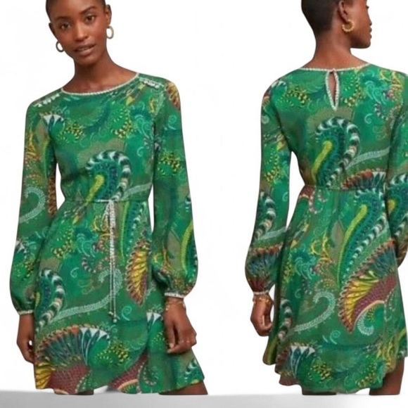 Maeve Dresses & Skirts - ✨Anthropologie Maeve Janis Dress | Green Paisley +Polka Dot Print | UK 8 / US 4✨